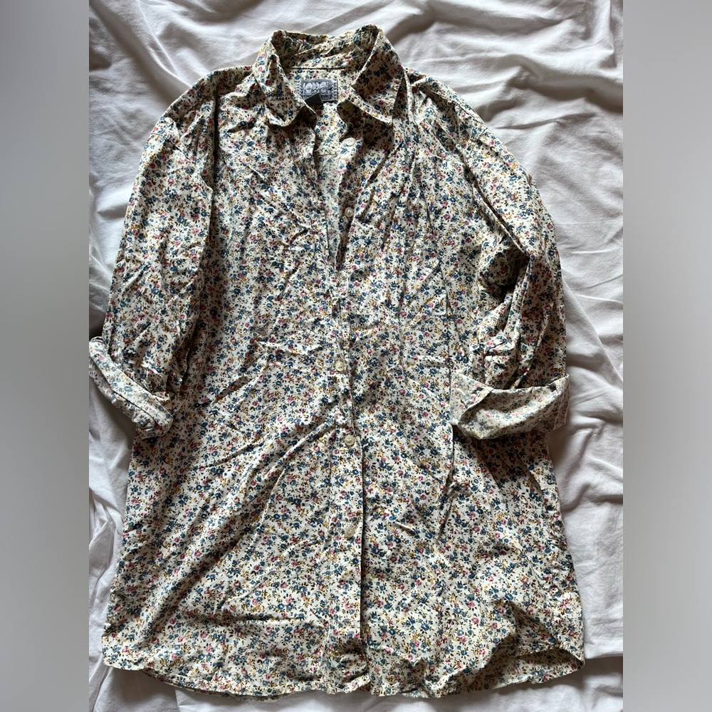 Vintage floral cotton sorrel button down